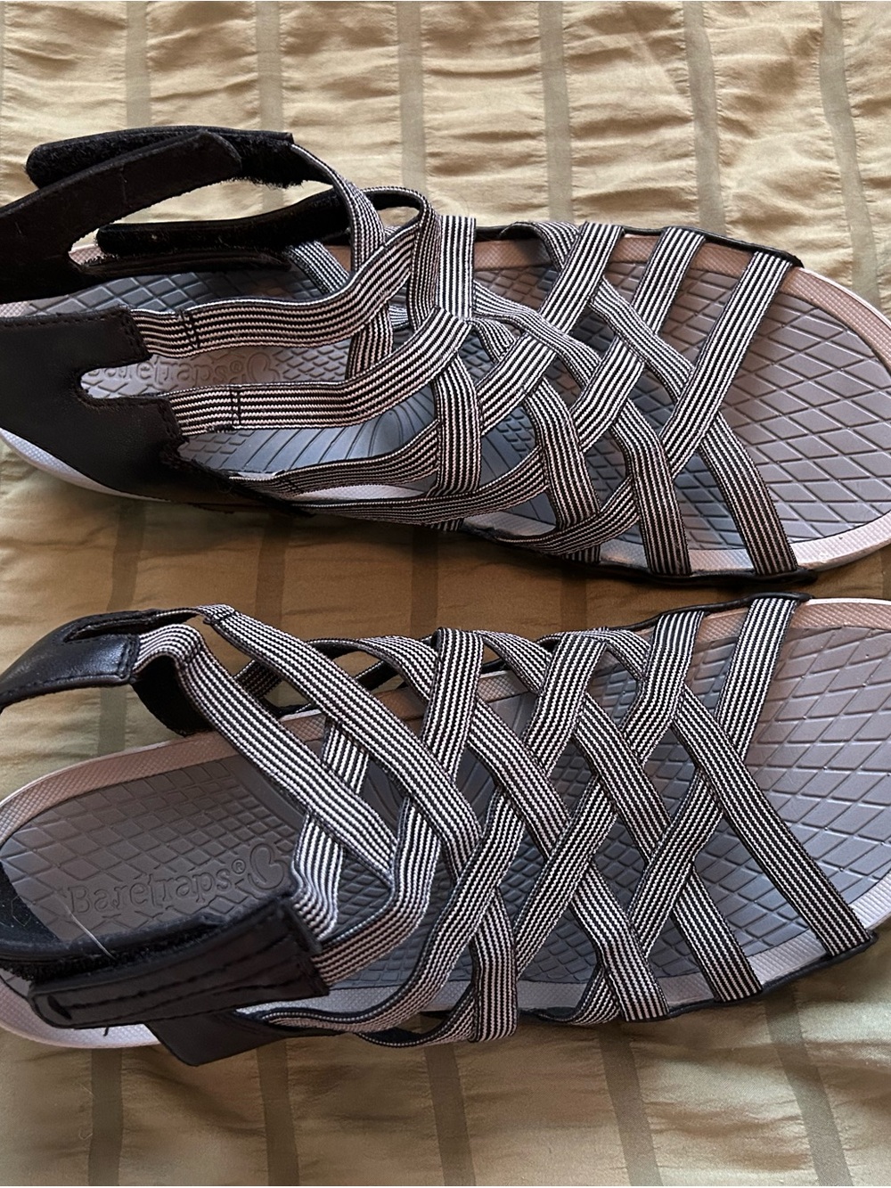 BareTraps Black & White Woven-Strap Women's Sandal